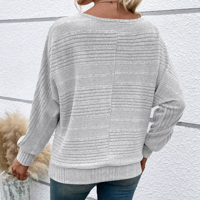 Long Sleeves Solid Striped Top
