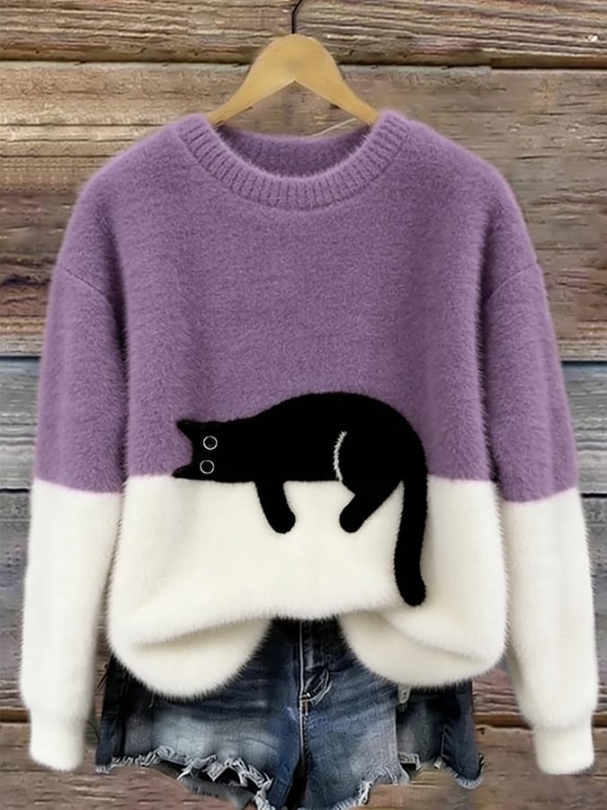 Luna | Women's Cat Print Sweater