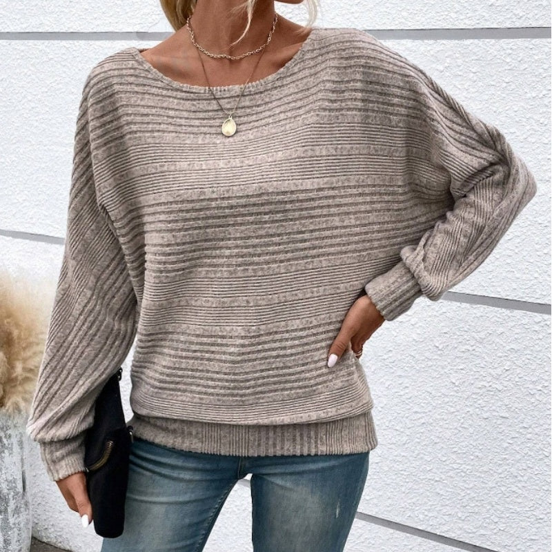 Long Sleeves Solid Striped Top