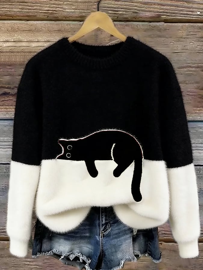 Luna | Women's Cat Print Sweater