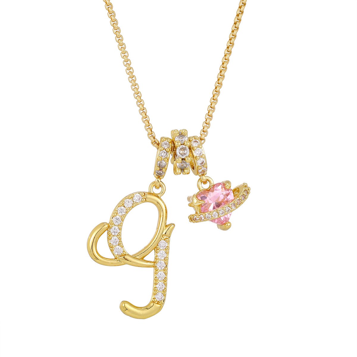 Pink Heart Pendant with Initial