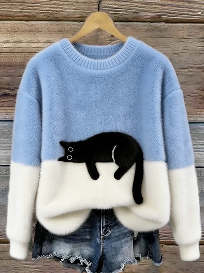 Luna | Women's Cat Print Sweater