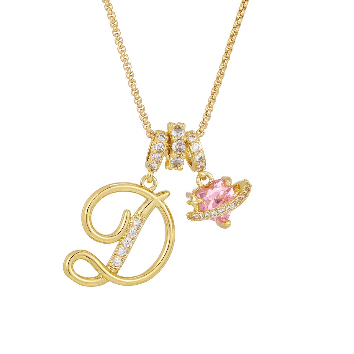 Pink Heart Pendant with Initial