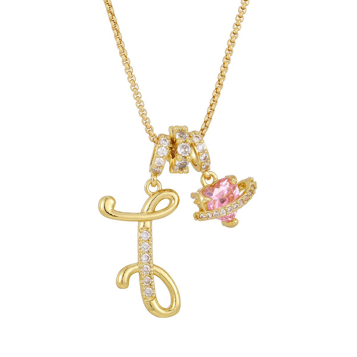 Pink Heart Pendant with Initial