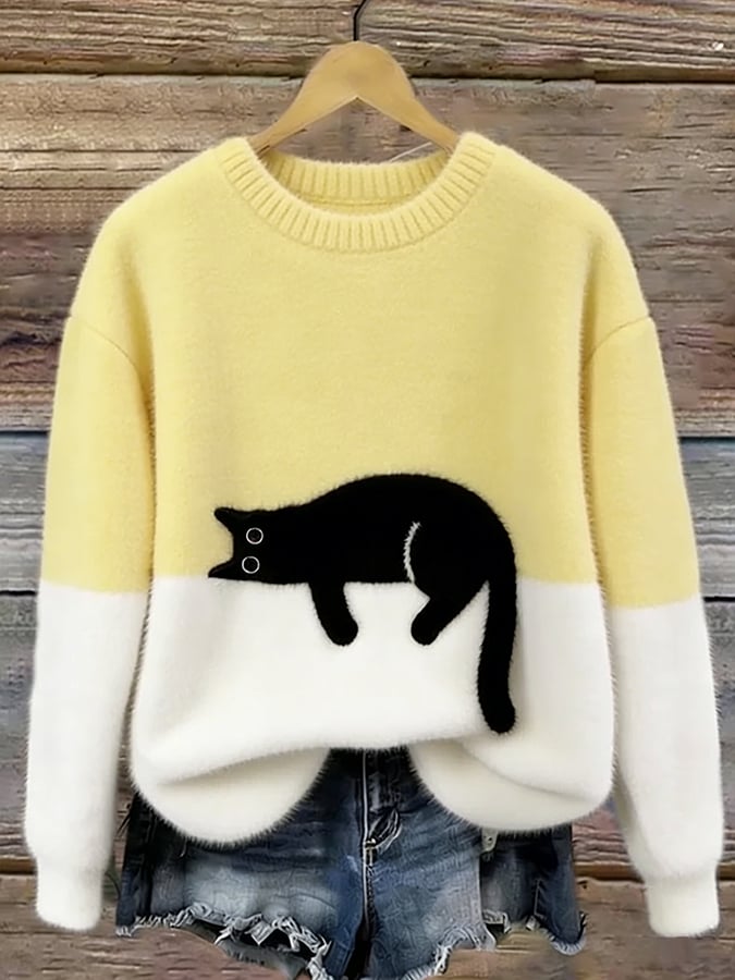 Luna | Women's Cat Print Sweater