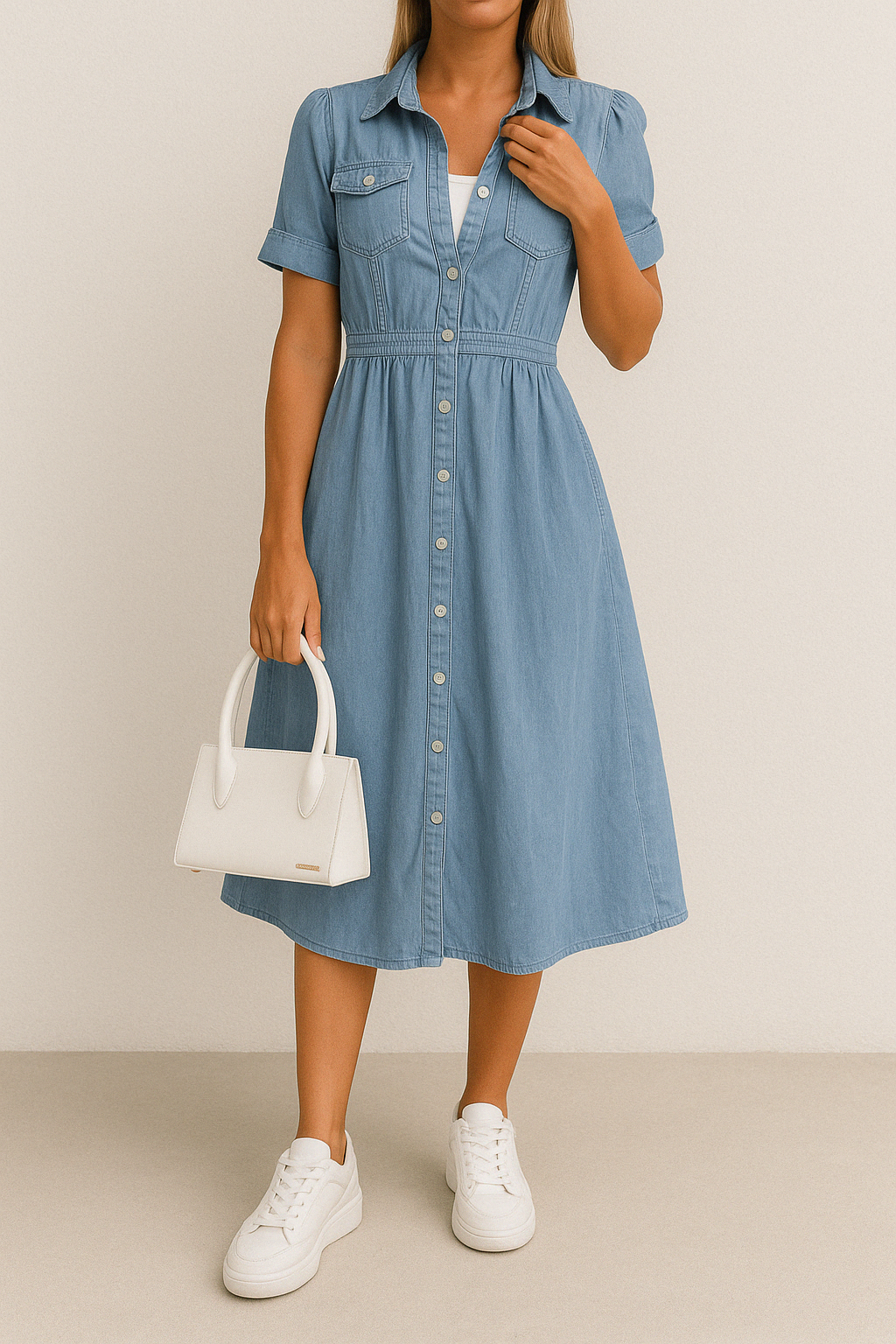 Ingeborga | Classic Denim Midi Dress