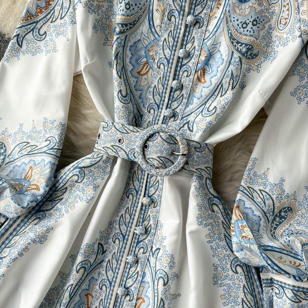 Brunhilde | Floral Belted A-Line Dress