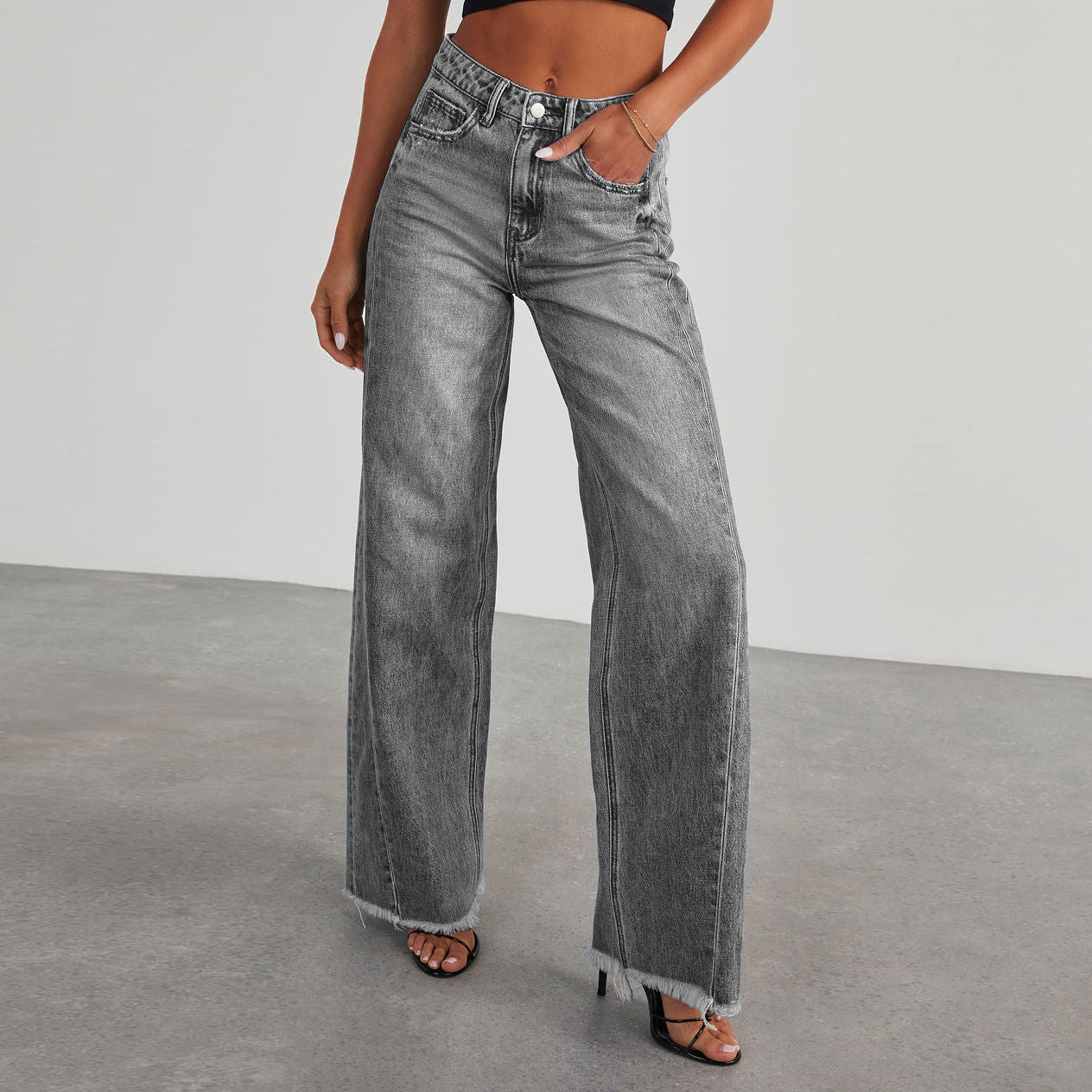 Klaraine  | High-Waist Wide-Leg Jeans