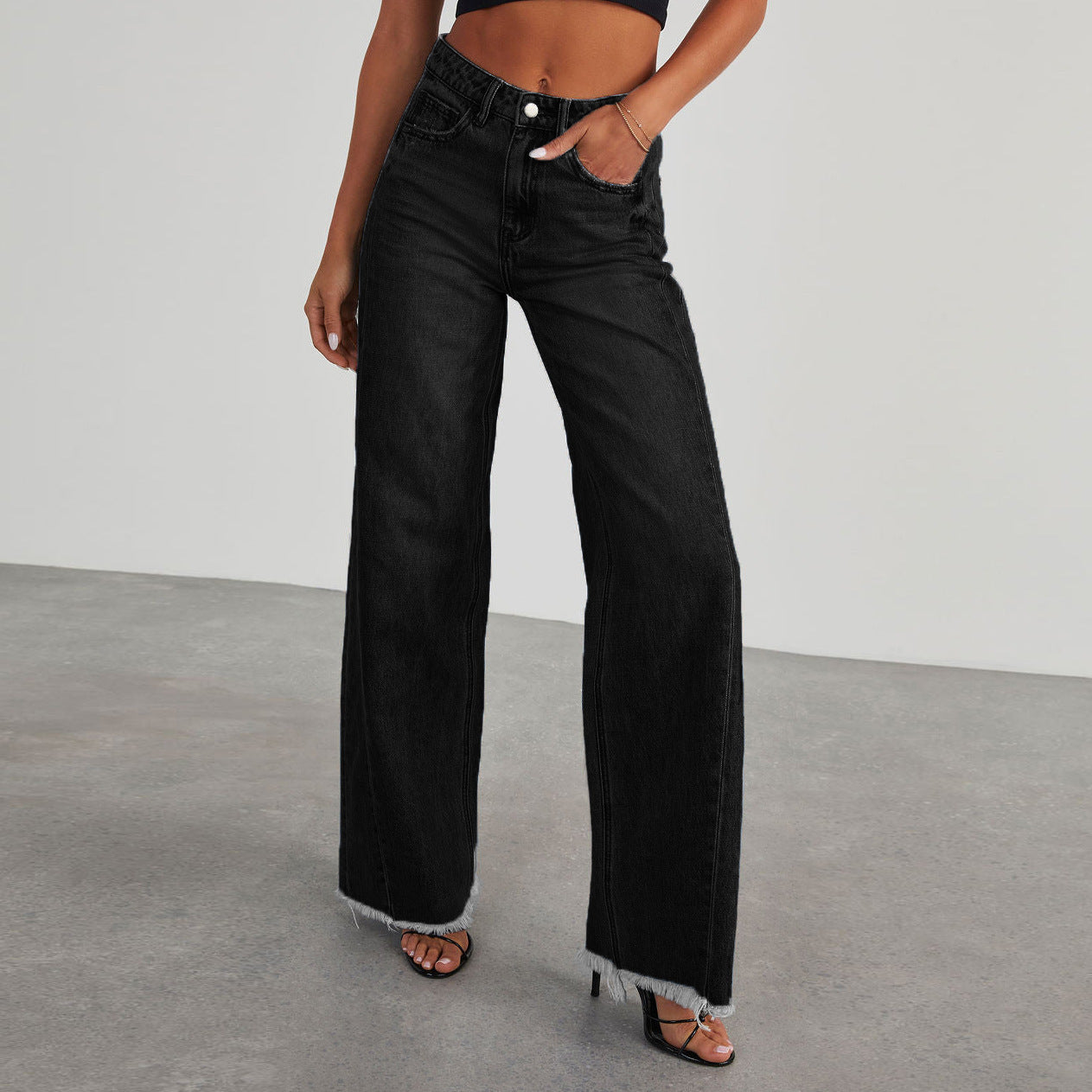 Klaraine  | High-Waist Wide-Leg Jeans
