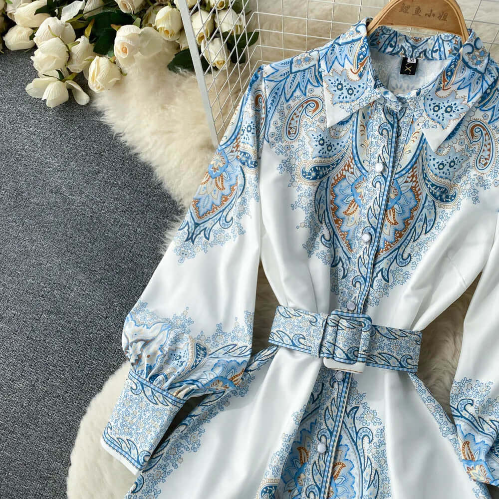 Brunhilde | Floral Belted A-Line Dress