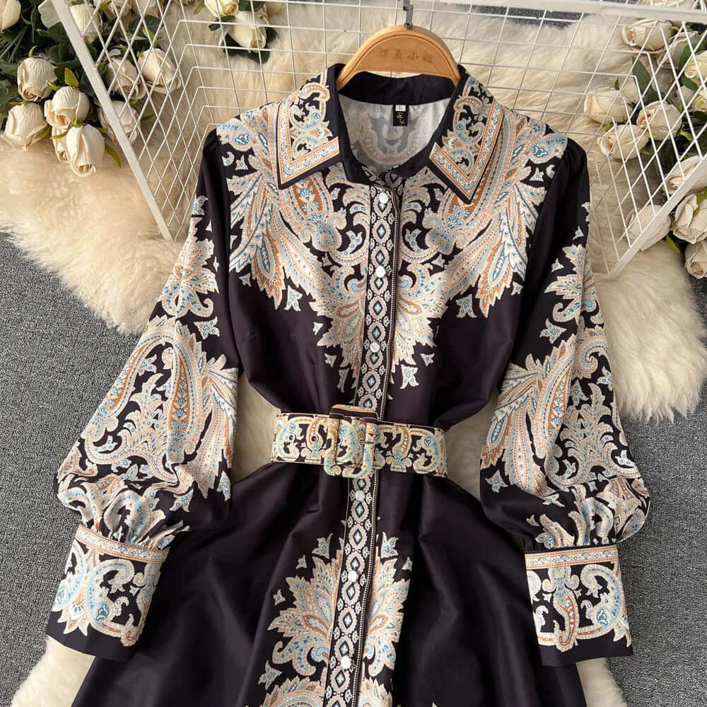 Brunhilde | Floral Belted A-Line Dress