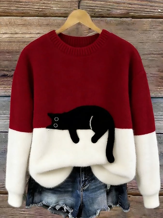 Luna | Women's Cat Print Sweater