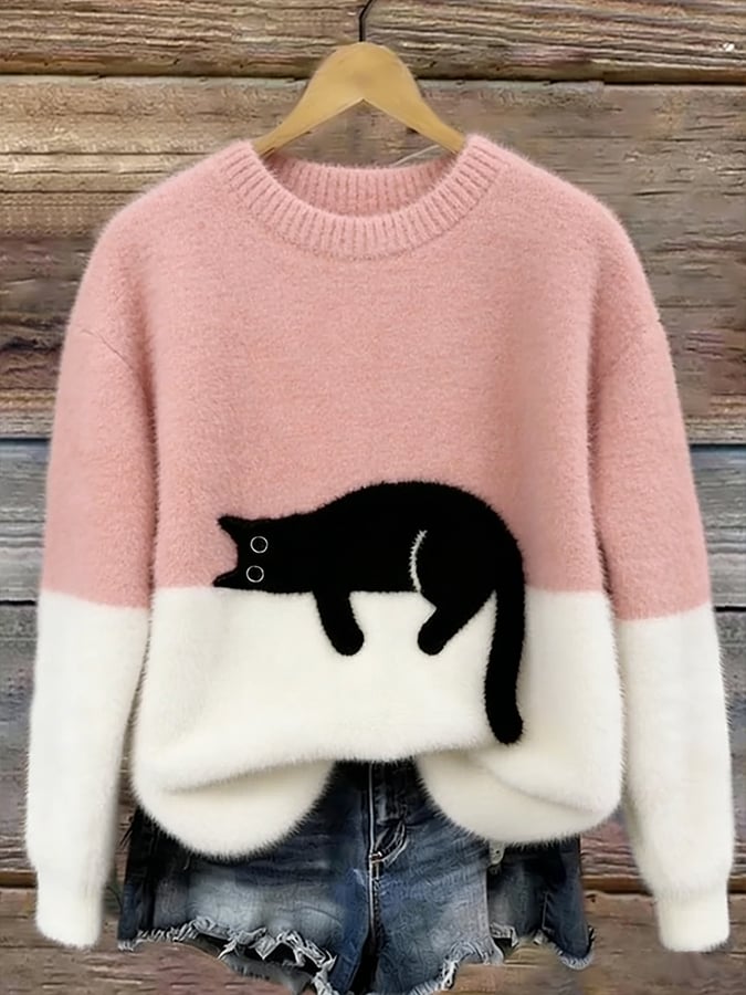 Luna | Women's Cat Print Sweater