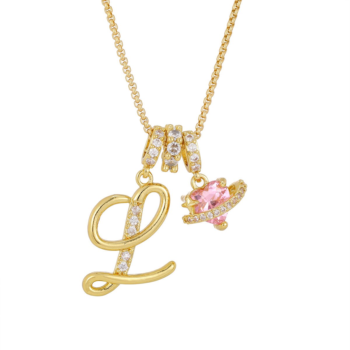 Pink Heart Pendant with Initial
