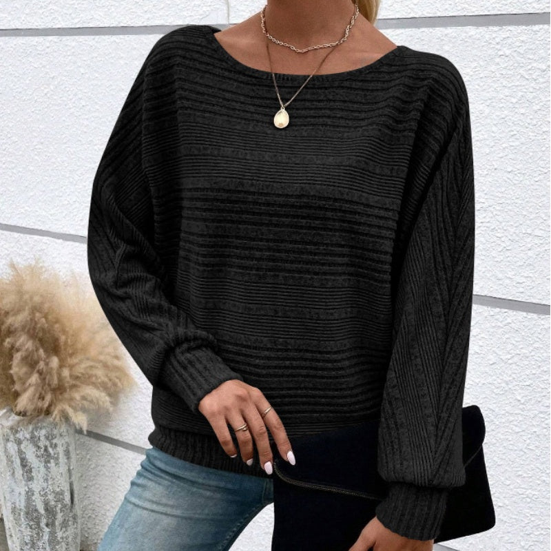 Long Sleeves Solid Striped Top