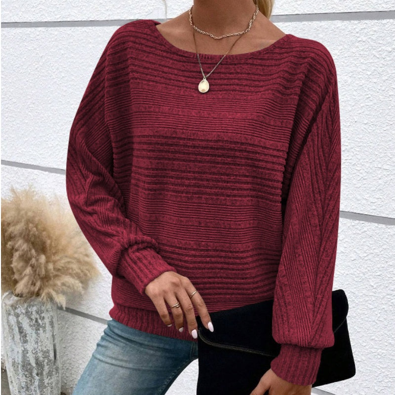 Long Sleeves Solid Striped Top