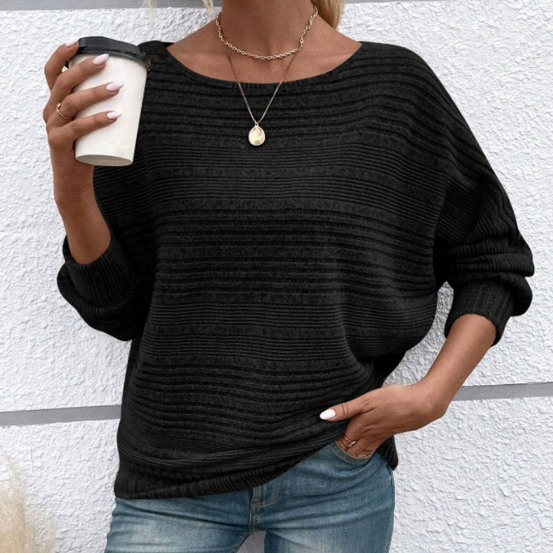 Long Sleeves Solid Striped Top