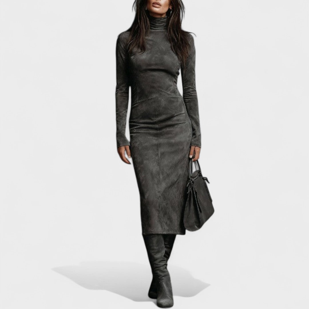 ARVIELLE - Elegant Suede-Style Dress