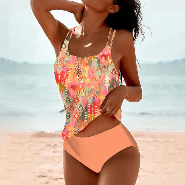 Natasia | Printed Boho Tankini Swim Set