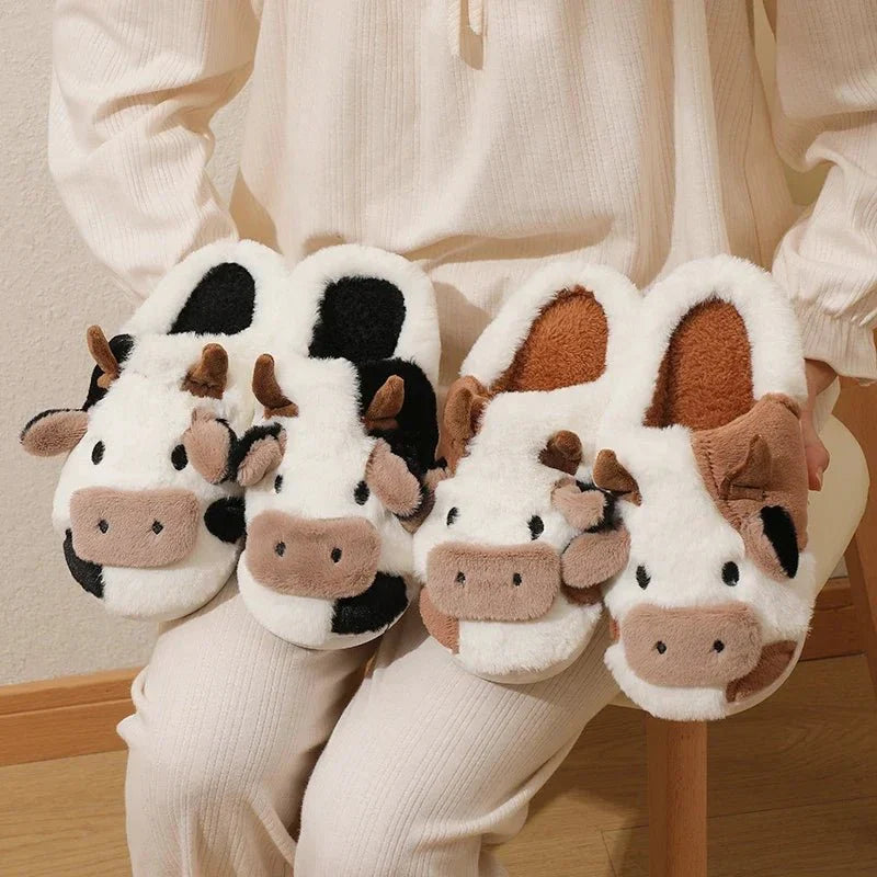 Elbreta | Fuzzy Cow Home Slippers