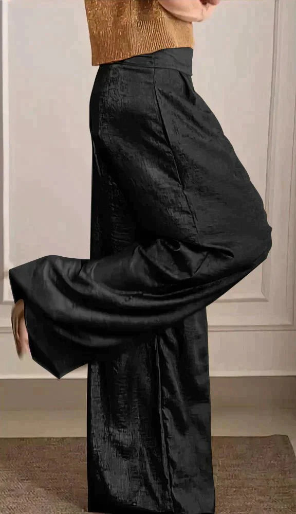 Felicia | Shiny Metallic Top and Pants Set