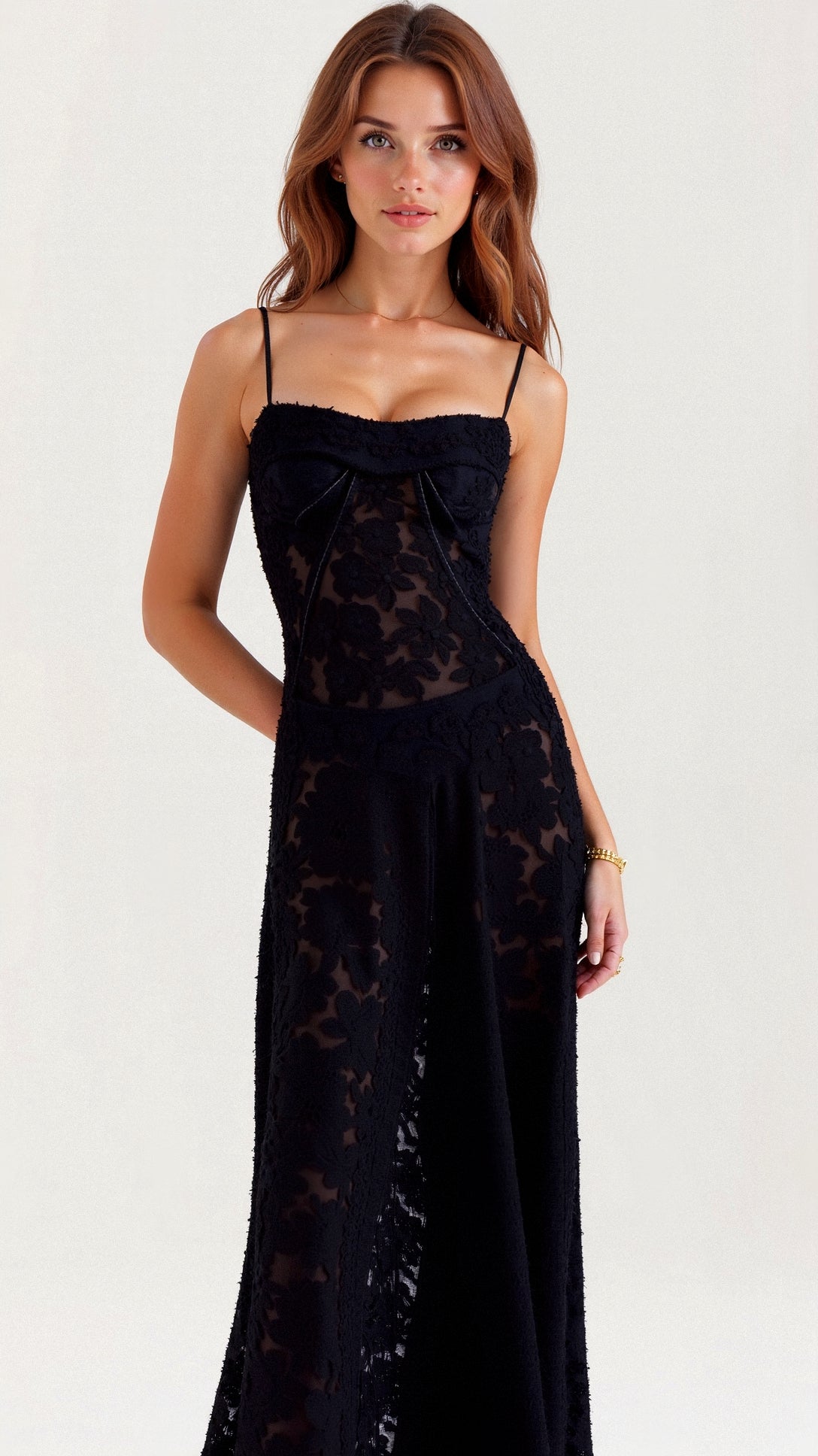 Elunara | Sheer Floral Maxi Dress