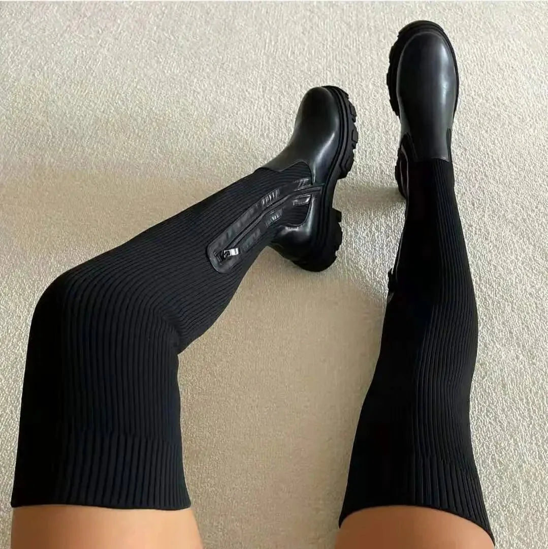 Jamaika | Chic Thigh-High Sock Boots