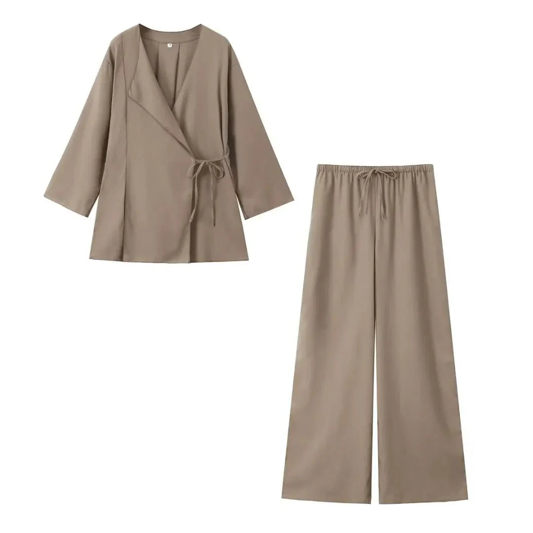 Selah | Elegant Two-Piece Wrap Top and Trousers
