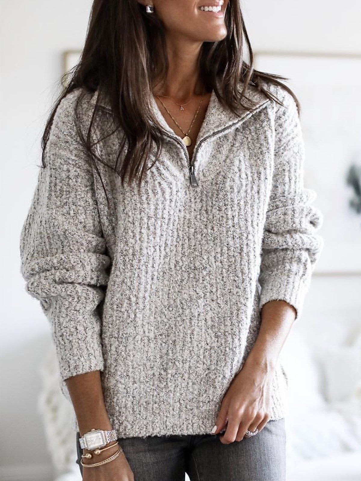 Fridika | Casual Half-Zip Sweater