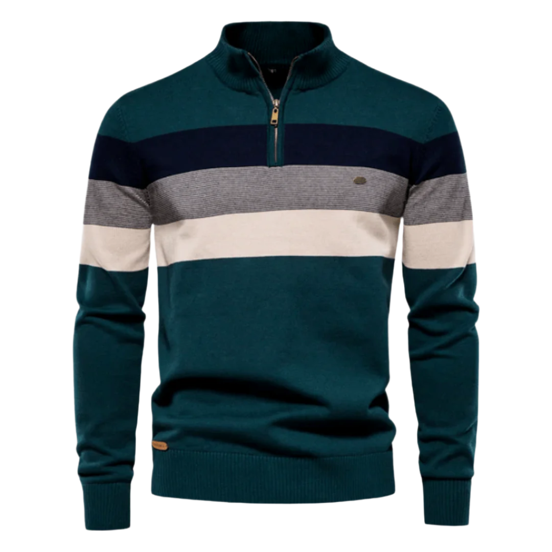 Men's Striped Half-Zip Knit Sweater – Marcus