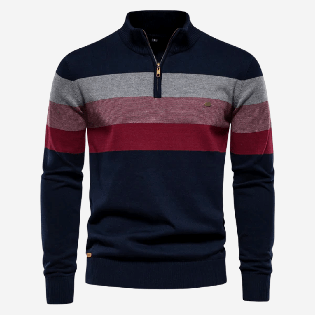 Men's Striped Half-Zip Knit Sweater – Marcus