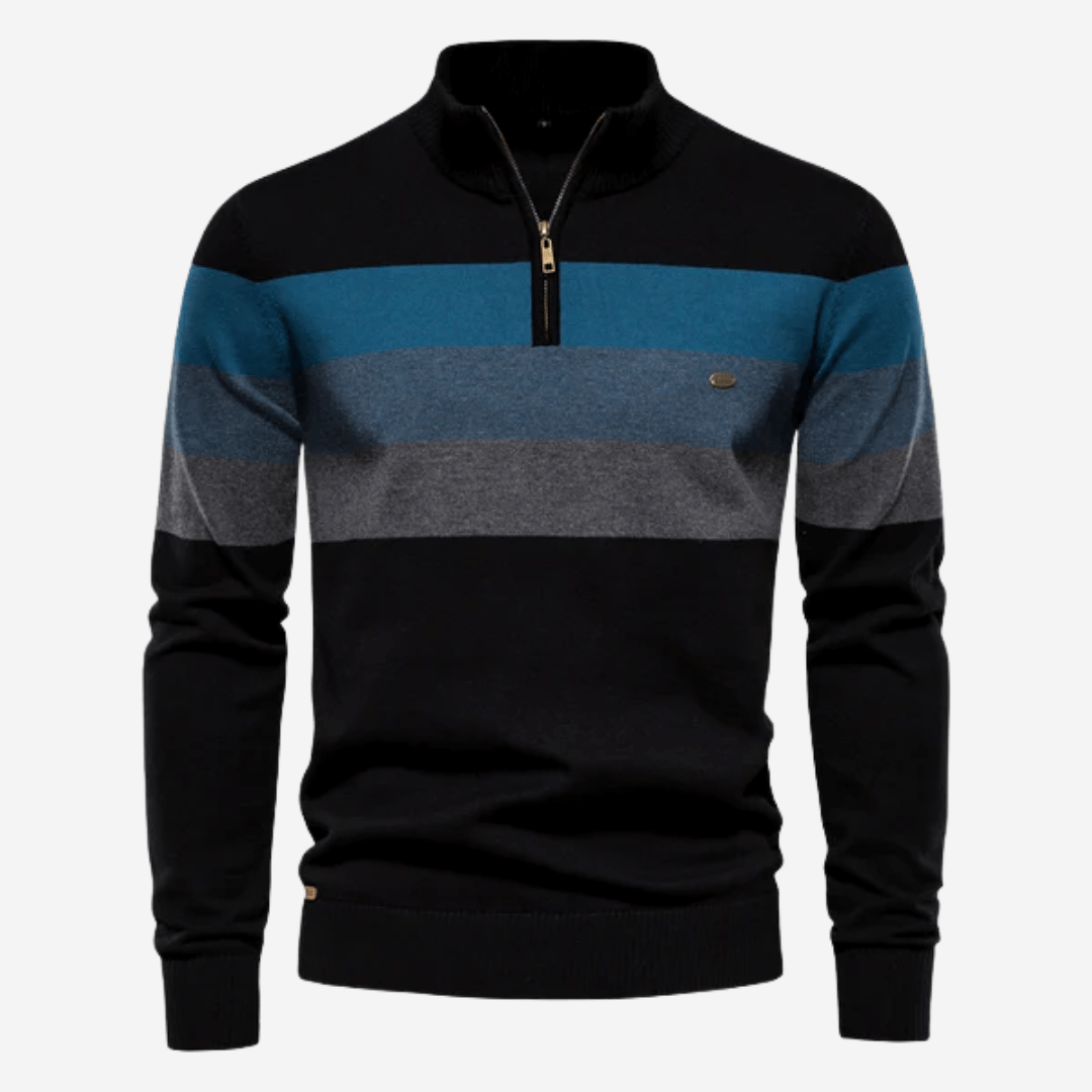 Men's Striped Half-Zip Knit Sweater – Marcus