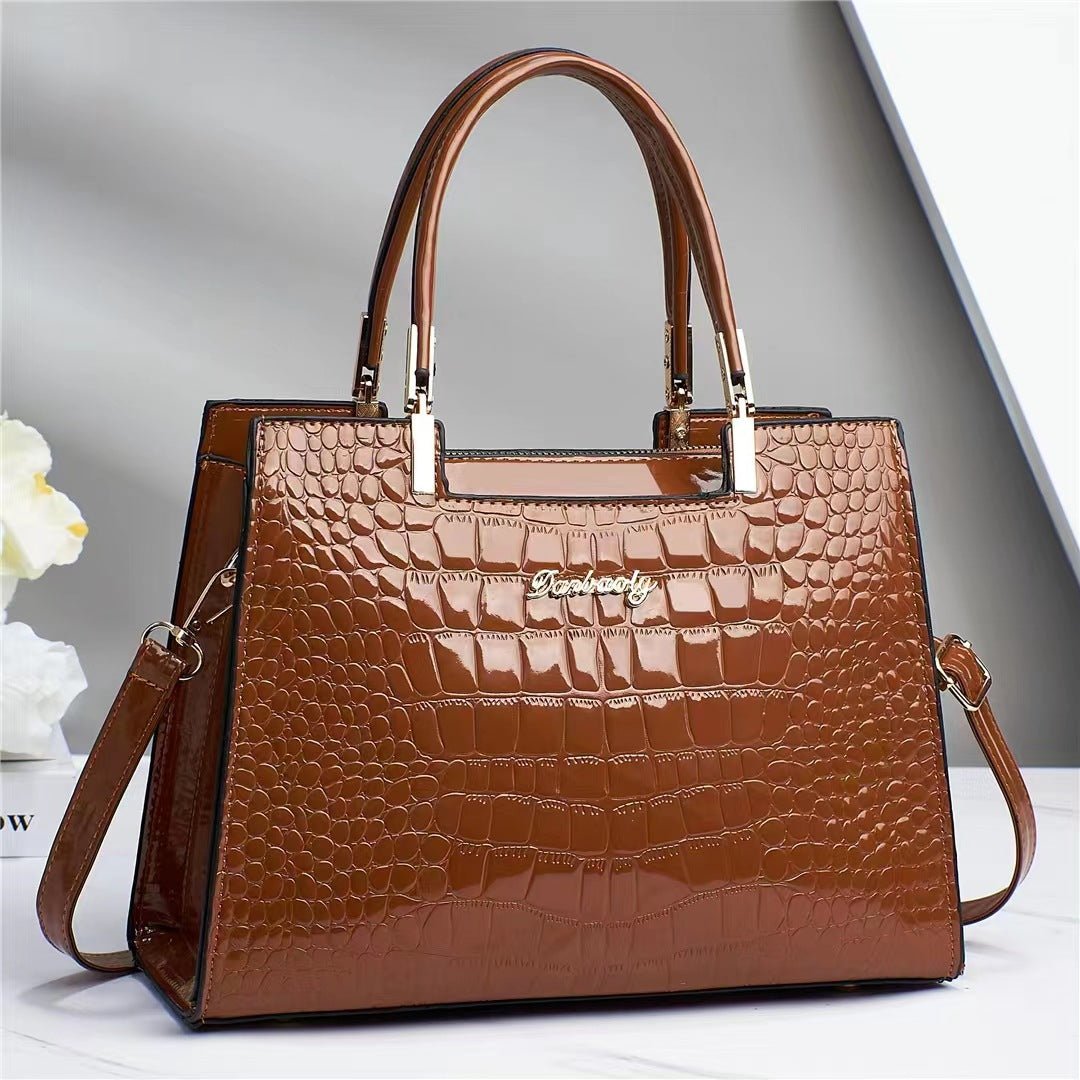 Melinda | Glossy Croc-Effect Handbag