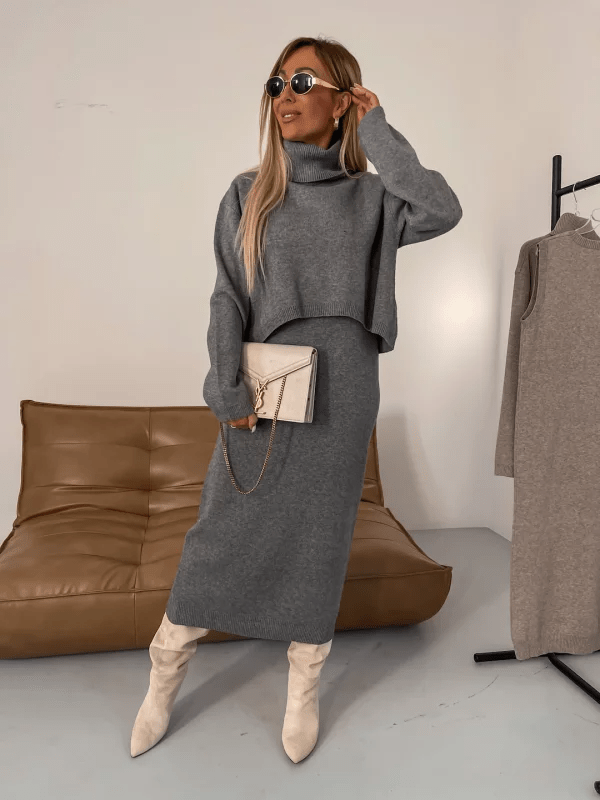 Armintha | Layered Turtleneck Dress Set