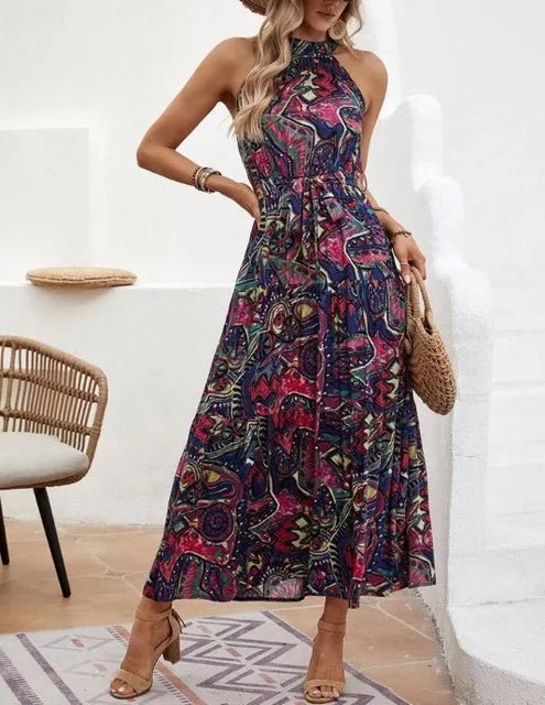 Elanora | Halter Neck Printed Maxi Dress