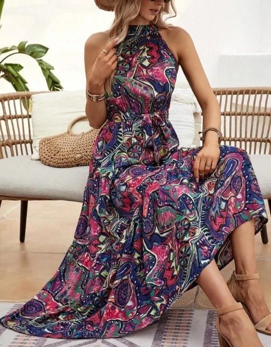 Elanora | Halter Neck Printed Maxi Dress