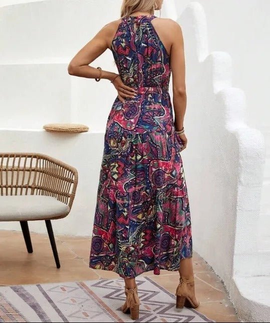 Elanora | Halter Neck Printed Maxi Dress