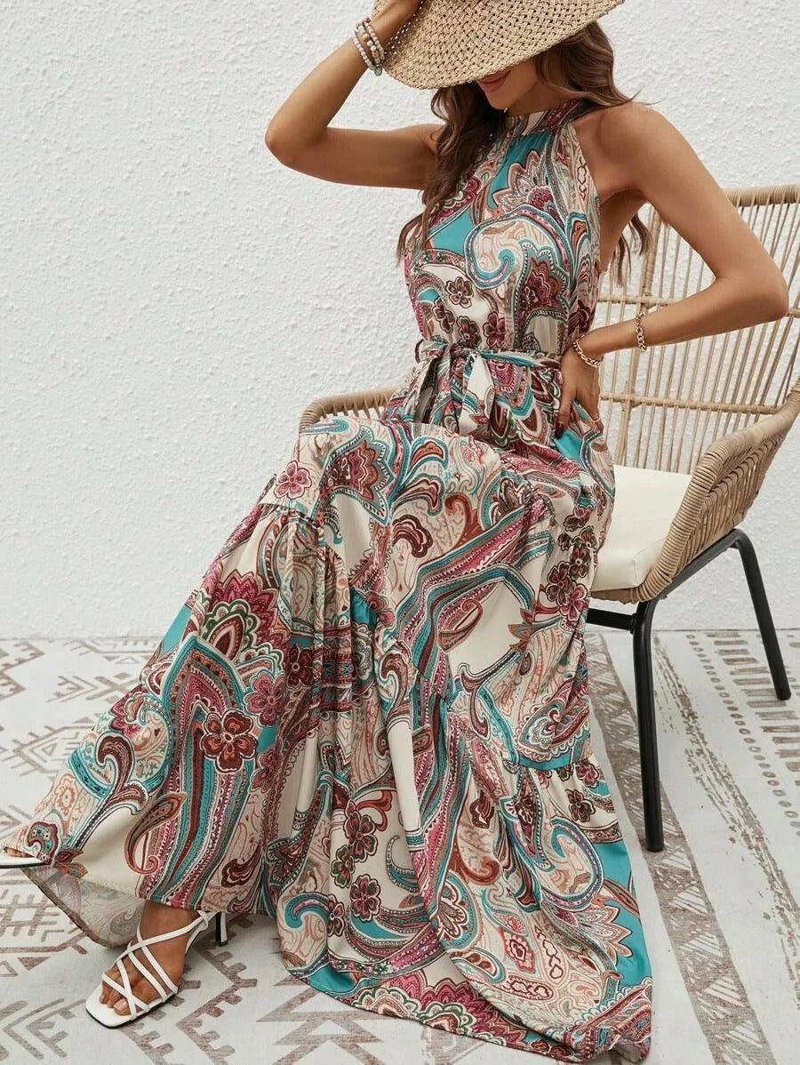 Elanora | Halter Neck Printed Maxi Dress
