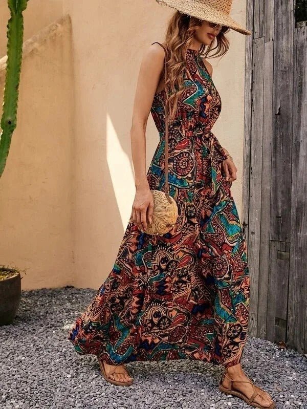 Elanora | Halter Neck Printed Maxi Dress