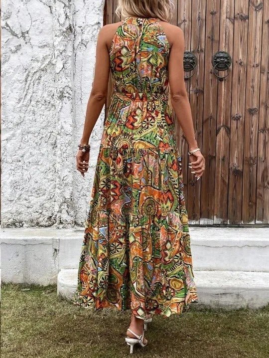 Elanora | Halter Neck Printed Maxi Dress