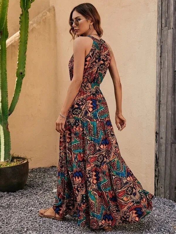 Elanora | Halter Neck Printed Maxi Dress