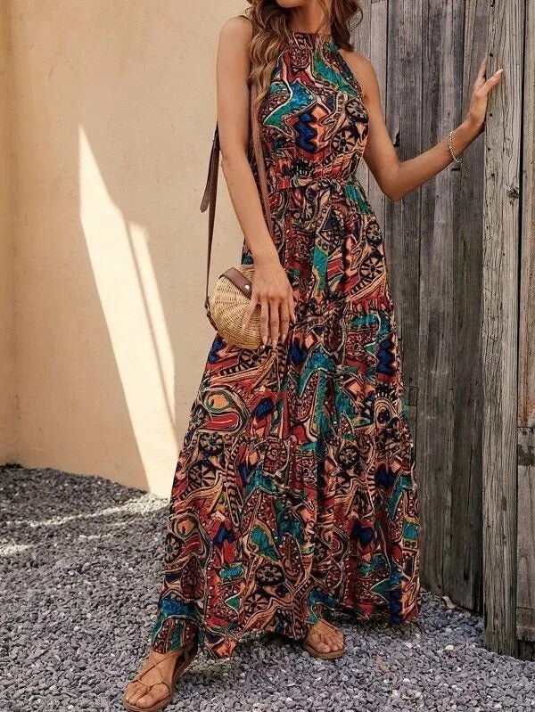 Elanora | Halter Neck Printed Maxi Dress