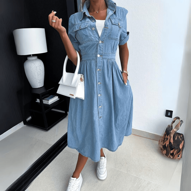 Ingeborga | Classic Denim Midi Dress