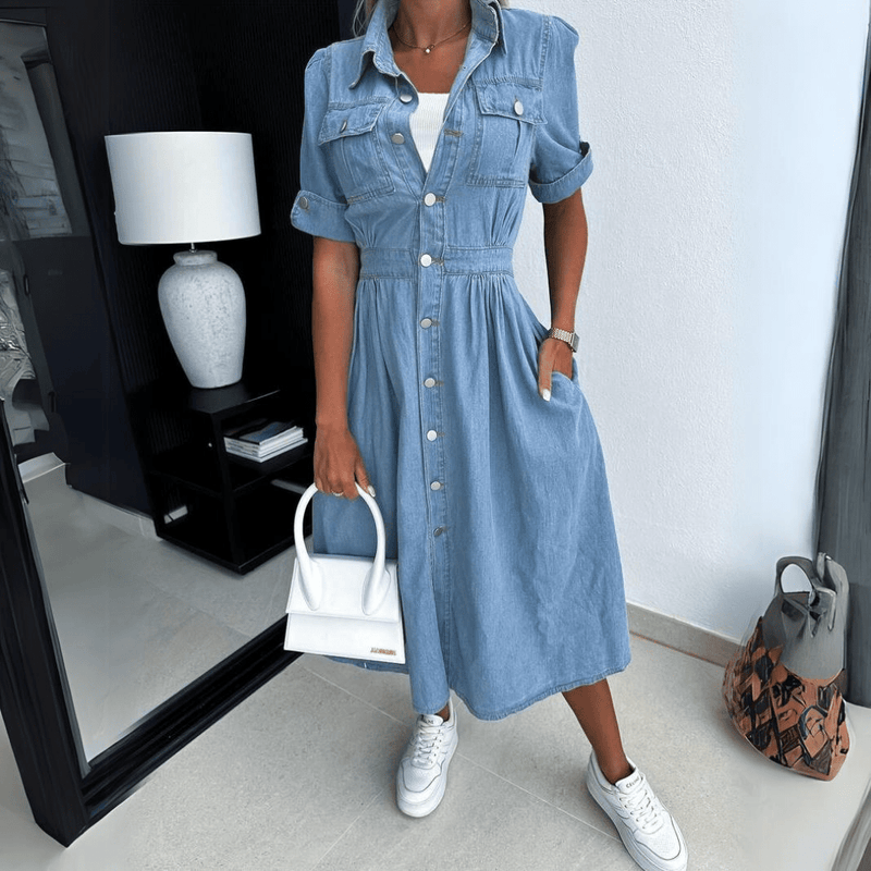 Ingeborga | Classic Denim Midi Dress