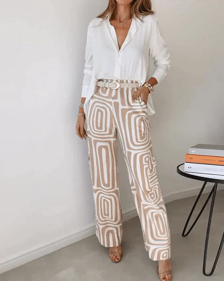 Selvique | Blouse and Printed Pants Set