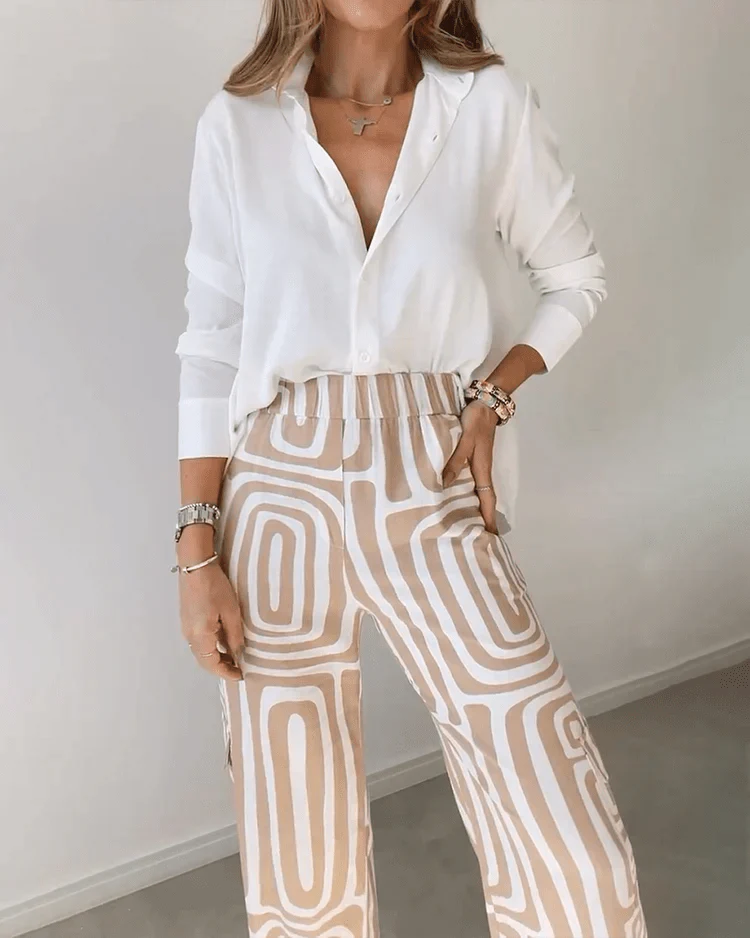 Selvique | Blouse and Printed Pants Set