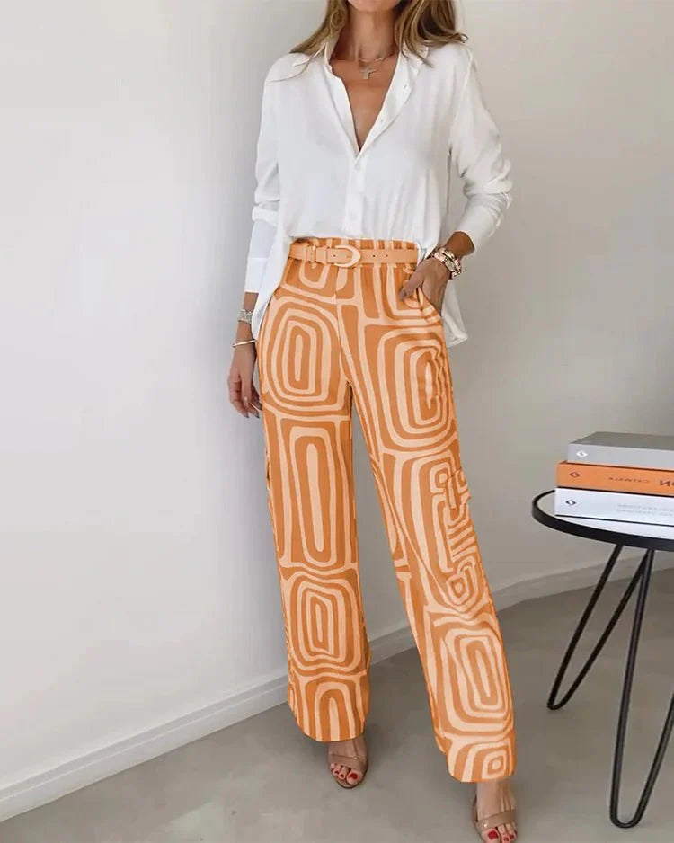 Selvique | Blouse and Printed Pants Set