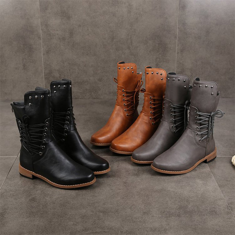 Classic Lace-Up Leather Boots