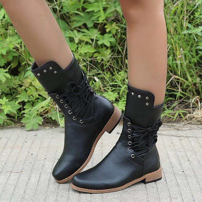 Classic Lace-Up Leather Boots