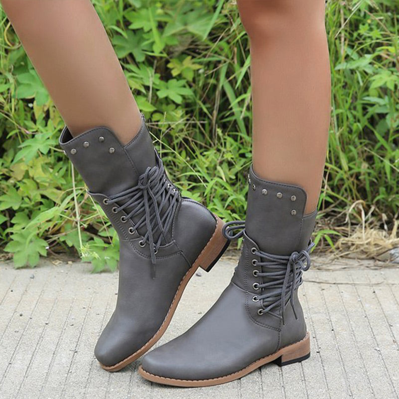 Classic Lace-Up Leather Boots